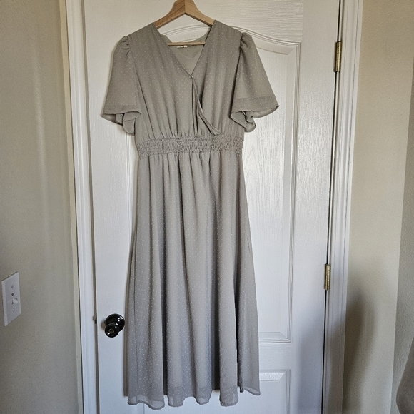 Amber Blue Midi Dress Sage Green L - Picture 1 of 8